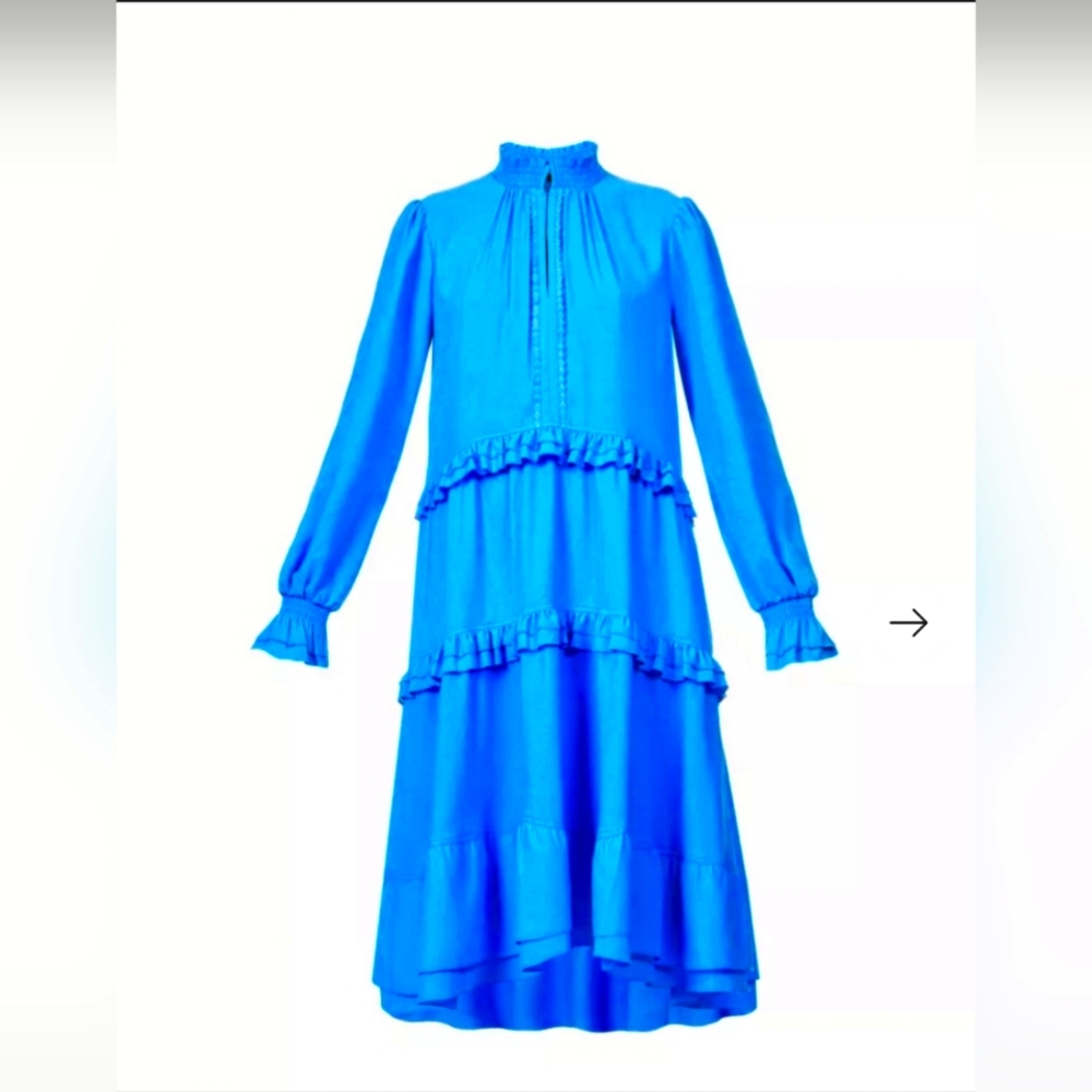 ME+EM Statement Frill Swing Dress Signal Blue. Size: UK 14 = US 12. - Picture 5 of 12